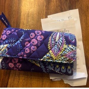 Vera Bradley Quilted Wallet in Purple and Blue